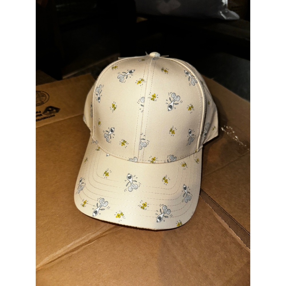 Peanuts Snoopy Woodstock Snapback Hat Cream All Over Print Baseball Cap NWT